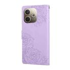For OPPO A5 Pro 5G Global Rose Flower Embossed 3-Card Slots Leather Phone Case(Purple) - 3