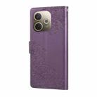 For OPPO A5 Pro 5G Global Rose Flower Embossed 3-Card Slots Leather Phone Case(Deep Purple) - 3