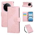 For OPPO Find X8 5G Rose Flower Embossed 3-Card Slots Leather Phone Case(Pink) - 1
