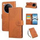 For OPPO Find X8 Pro 5G Rose Flower Embossed 3-Card Slots Leather Phone Case(Brown) - 1