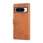 For Google Pixel 8 Pro Rose Flower Embossed 3-Card Slots Leather Phone Case(Brown) - 3