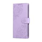 For Google Pixel 8 Pro Rose Flower Embossed 3-Card Slots Leather Phone Case(Purple) - 2