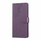 For Google Pixel 8 Pro Rose Flower Embossed 3-Card Slots Leather Phone Case(Deep Purple) - 2