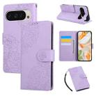 For Google Pixel 10 / 10 Pro Rose Flower Embossed 3-Card Slots Leather Phone Case(Purple) - 1