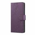 For Google Pixel 10 / 10 Pro Rose Flower Embossed 3-Card Slots Leather Phone Case(Deep Purple) - 2