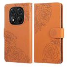 For Redmi Note 14 Pro 4G Rose Flower Embossed 3-Card Slots Leather Phone Case(Brown) - 2