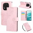 For Redmi Note 14 Pro 4G Rose Flower Embossed 3-Card Slots Leather Phone Case(Pink) - 1