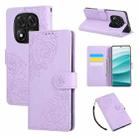 For Redmi Note 14 Pro 4G Rose Flower Embossed 3-Card Slots Leather Phone Case(Purple) - 1