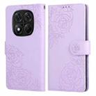 For Redmi Note 14 Pro 4G Rose Flower Embossed 3-Card Slots Leather Phone Case(Purple) - 2