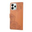 For Redmi Note 14 5G Global Rose Flower Embossed 3-Card Slots Leather Phone Case(Brown) - 3