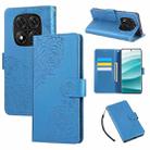 For Redmi Note 14 Pro 5G Global Rose Flower Embossed 3-Card Slots Leather Phone Case(Blue) - 1