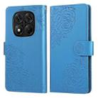 For Redmi Note 14 Pro 5G Global Rose Flower Embossed 3-Card Slots Leather Phone Case(Blue) - 2