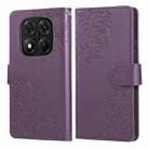 For Redmi Note 14 Pro 5G Global Rose Flower Embossed 3-Card Slots Leather Phone Case(Deep Purple) - 2