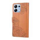 For Redmi Note 13 Pro 4G Rose Flower Embossed 3-Card Slots Leather Phone Case(Brown) - 3