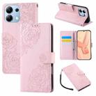 For Redmi Note 13 Pro 4G Rose Flower Embossed 3-Card Slots Leather Phone Case(Pink) - 1