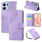 For Redmi Note 13 Pro 4G Rose Flower Embossed 3-Card Slots Leather Phone Case(Purple) - 1