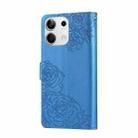 For Redmi Note 13 5G Rose Flower Embossed 3-Card Slots Leather Phone Case(Blue) - 3