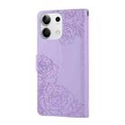 For Redmi Note 13 5G Rose Flower Embossed 3-Card Slots Leather Phone Case(Purple) - 3
