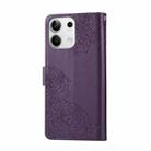 For Redmi Note 13 5G Rose Flower Embossed 3-Card Slots Leather Phone Case(Deep Purple) - 3