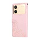 For Redmi Note 13R Pro Rose Flower Embossed 3-Card Slots Leather Phone Case(Pink) - 3