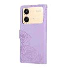 For Redmi Note 13R Pro Rose Flower Embossed 3-Card Slots Leather Phone Case(Purple) - 3