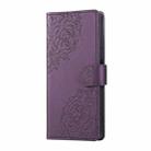 For Redmi Note 13R Pro Rose Flower Embossed 3-Card Slots Leather Phone Case(Deep Purple) - 2
