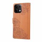 For Redmi Note 13 Pro 5G Rose Flower Embossed 3-Card Slots Leather Phone Case(Brown) - 3