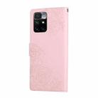 For Redmi 10 4G Rose Flower Embossed 3-Card Slots Leather Phone Case(Pink) - 3