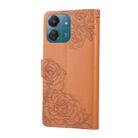 For Redmi 13C 4G / 5G / Poco C65 Rose Flower Embossed 3-Card Slots Leather Phone Case(Brown) - 3