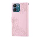 For Redmi 13C 4G / 5G / Poco C65 Rose Flower Embossed 3-Card Slots Leather Phone Case(Pink) - 3