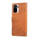 For Redmi Note 10 4G / 10S Global Rose Flower Embossed 3-Card Slots Leather Phone Case(Brown) - 3