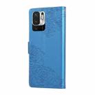 For Redmi Note 10 5G / Poco M3 Pro Rose Flower Embossed 3-Card Slots Leather Phone Case(Blue) - 3