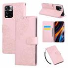 For Redmi Note 11 Pro+ Rose Flower Embossed 3-Card Slots Leather Phone Case(Pink) - 1