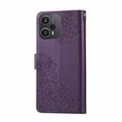 For Redmi Note 12 Turbo / Poco F5 Rose Flower Embossed 3-Card Slots Leather Phone Case(Deep Purple) - 3