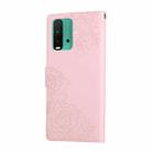 For Redmi 9T / Note 9 Power Rose Flower Embossed 3-Card Slots Leather Phone Case(Pink) - 3