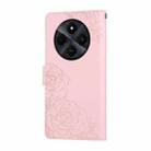 For Redmi 14C 4G Rose Flower Embossed 3-Card Slots Leather Phone Case(Pink) - 3