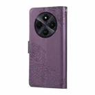 For Redmi 14C 4G Rose Flower Embossed 3-Card Slots Leather Phone Case(Deep Purple) - 3
