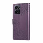 For Redmi Note 12 4G Global Rose Flower Embossed 3-Card Slots Leather Phone Case(Deep Purple) - 3