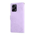 For Redmi Note 12 Pro+ Rose Flower Embossed 3-Card Slots Leather Phone Case(Purple) - 3