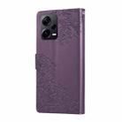 For Redmi Note 12 Pro+ Rose Flower Embossed 3-Card Slots Leather Phone Case(Deep Purple) - 3