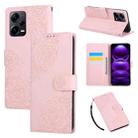 For Redmi Note 12 Pro 5G Rose Flower Embossed 3-Card Slots Leather Phone Case(Pink) - 1