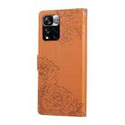 For Redmi Note 11 Pro 4G / 5G Global Rose Flower Embossed 3-Card Slots Leather Phone Case(Brown) - 3