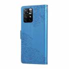 For Redmi Note 11S 5G / 11T 5G Global Rose Flower Embossed 3-Card Slots Leather Phone Case(Blue) - 3