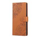For Realme C65 4G Global Rose Flower Embossed 3-Card Slots Leather Phone Case(Brown) - 2