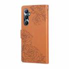 For Realme C65 4G Global Rose Flower Embossed 3-Card Slots Leather Phone Case(Brown) - 3