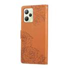 For Realme C35 4G Global Rose Flower Embossed 3-Card Slots Leather Phone Case(Brown) - 3