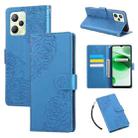 For Realme C35 4G Global Rose Flower Embossed 3-Card Slots Leather Phone Case(Blue) - 1