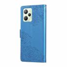 For Realme C35 4G Global Rose Flower Embossed 3-Card Slots Leather Phone Case(Blue) - 3