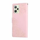 For Realme C35 4G Global Rose Flower Embossed 3-Card Slots Leather Phone Case(Pink) - 3