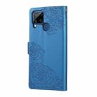 For Realme C25 / C12 / C15 Rose Flower Embossed 3-Card Slots Leather Phone Case(Blue) - 3